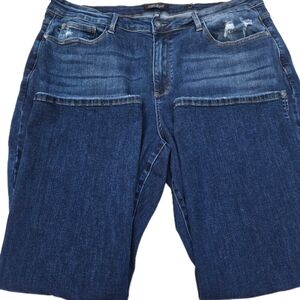 Judy Blue 24W High Rise Slim Boot Cut Side Slit Dark Wash Denim Blue Jeans